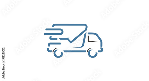 Fast delivery truck icon with motion lines.