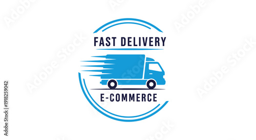 Fast delivery e-commerce truck icon.