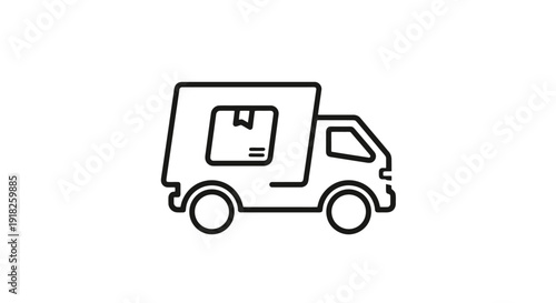 Delivery truck icon with package inside cargo area.