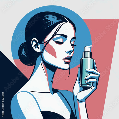 Woman applying skincare product with elegance and care.