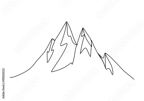 Mountains one line drawing. Vector illustration.