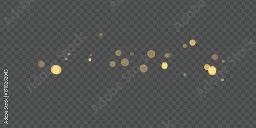 Elegant golden shimmer with glowing bokeh circles on dark see-through backdrop