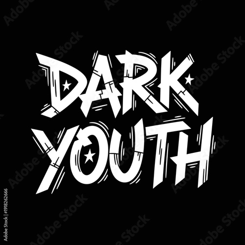 Dark Youth grunge style typography with stars.