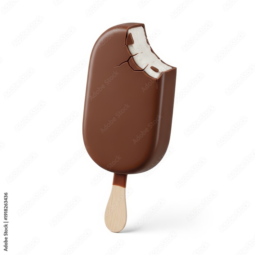 Obraz premium A delicious chocolate popsicle on a wooden stick ready to be enjoyed on a warm day