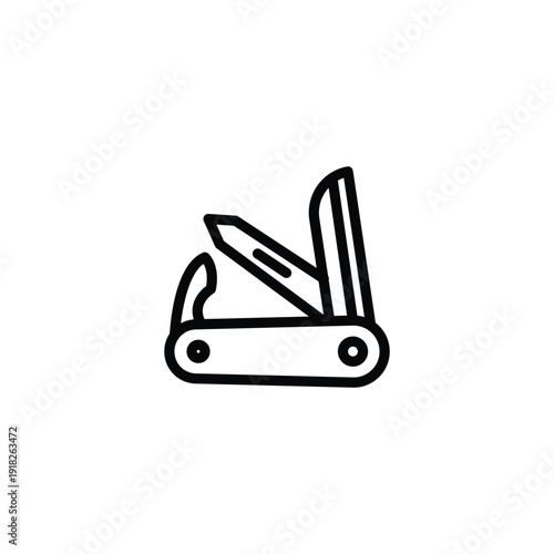 pocket knife icon penknife symbol camping tool.