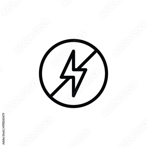 Black lightning bolt icon in circle.