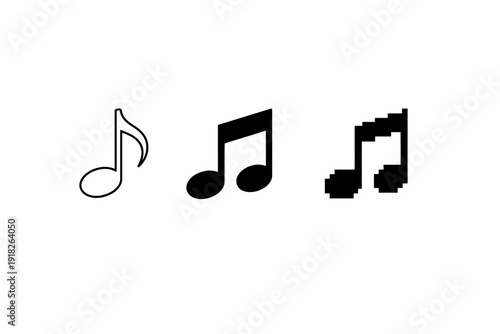 Simple black and white musical notes on a clean white background