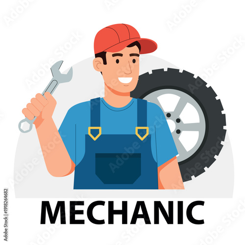 ilustración de mecánico 2d