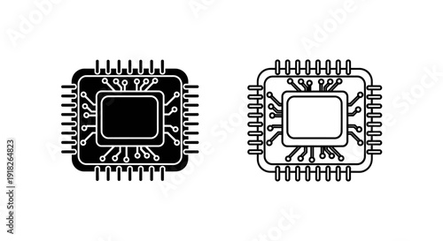 Modern microchip circuit board design elements for tech and innovation projects Vector