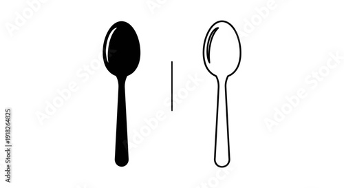 Black and white spoon icons minimalist design vector illustration Vector
