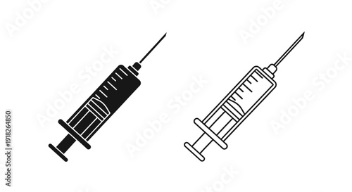Medical syringe icon set, healthcare injection vector illustration, vaccine symbol Vector