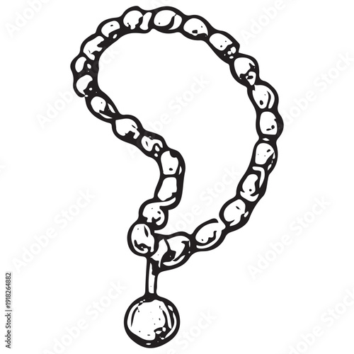 Beaded percussion instrument sketch, jingle ring illustration, musical accessory vector