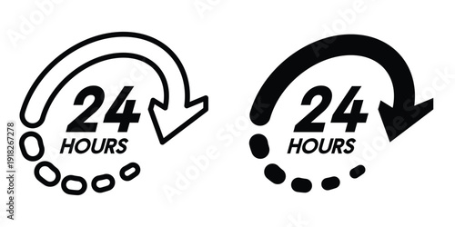 24 Hrs icon set different style collection for web Ui. EPS10