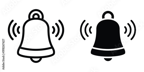 Bell ring icon set different style collection for web Ui. EPS10