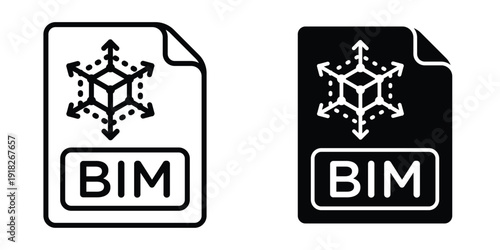 Bim icon set different style collection for web Ui. EPS10