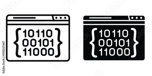 Binary code icon set different style collection for web Ui. EPS10
