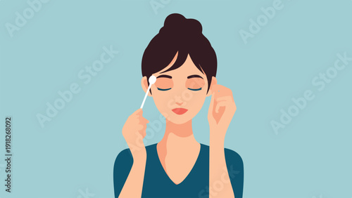 Person applying makeup with a cotton swab near their eye