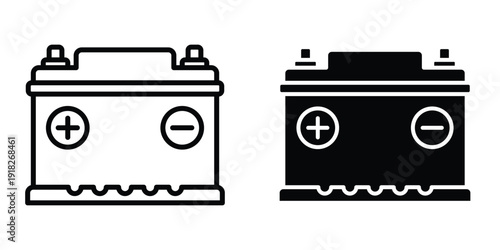 Car Battery icon design silhouette and line art style on white background