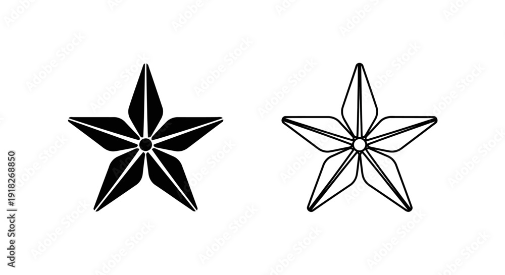 Obraz premium Two star designs: minimalist, vector, illustration, black and white, graphic Vector