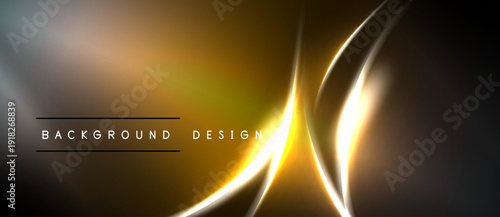 Abstract golden lines over dark background. Gradient shades create dynamic visual effect. Modern design element for projects.