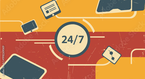 Retro digital technology around the clock