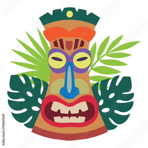 Tiki mask avatar vector cartoon illustration