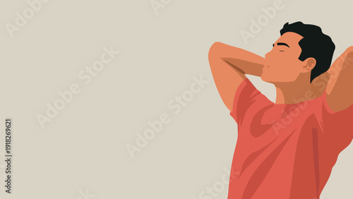 A man with closed eyes rests his head on his hands, exuding a sense of calm