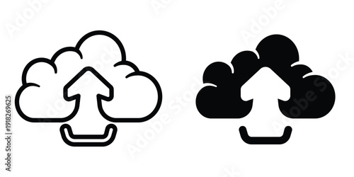 Cloud upload icon set different style collection for web Ui. EPS10