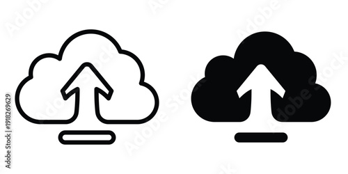 Cloud upload icon set different style collection for web Ui. EPS10