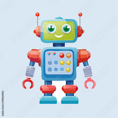 Robot cartoon coloré et souriant pour matériel éducatif ou illustration enfantine