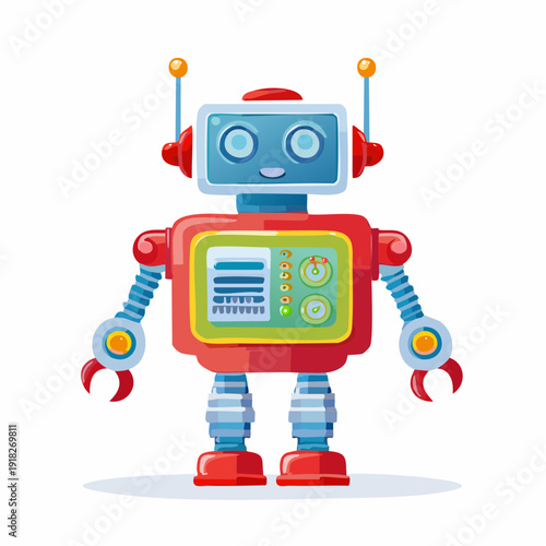 Robot cartoon coloré et souriant pour matériel éducatif ou illustration enfantine