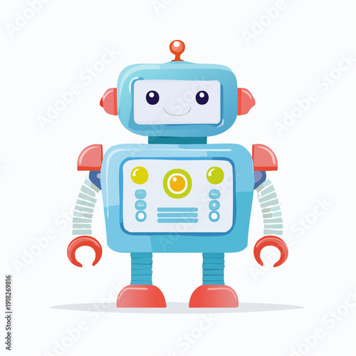 Robot cartoon coloré et souriant pour matériel éducatif ou illustration enfantine