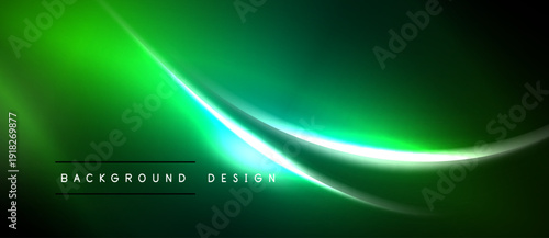 Abstract green background. Smooth curves create dynamic light effect. Modern design suitable for digital projects. Simple, elegant.