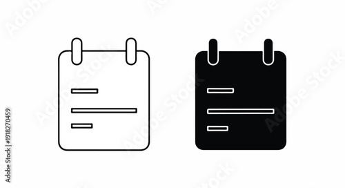 Black and white line icons of two notepads with lines, on a plain white background.