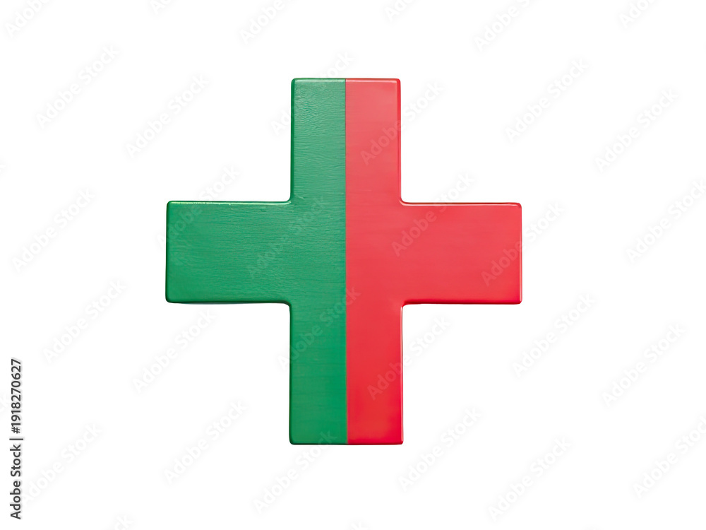 Fototapeta premium A simple white background with two crossed flags in red and green