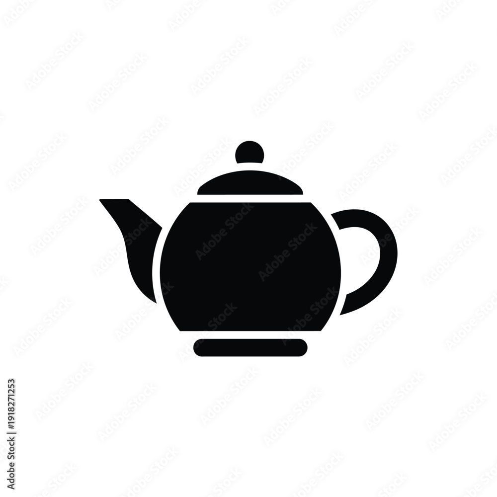 Obraz premium Minimalist black teapot icon silhouette isolated on white background for design