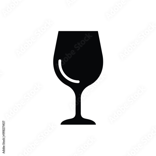 Wine glass silhouette icon simple black glass shape on white background design