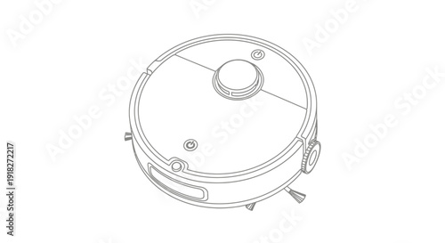 Robot Vacuum Cleaner Side View Drawing.