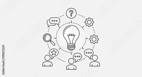 Innovation Idea Light Bulb Teamwork Concept.