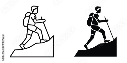 Hiking icon set different style collection for web Ui. EPS10