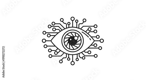 Cyborg eye with circuit board technology.