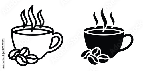 Hot coffee Mug icon set different style collection for web Ui. EPS10