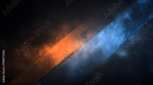 dark background with blue and orange atmospheric light, edgy sporty, motion graphic