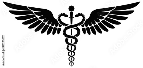 registered nurse caduceus vector featuring a medical staff symbol with wings and snakes, rn healthcare logo, and nurse profession emblem for clinical branding.
