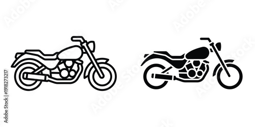 Motorcycle icon set different style collection for web Ui. EPS10
