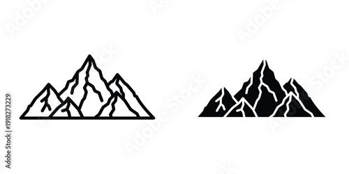 Mountains icon set different style collection for web Ui. EPS10