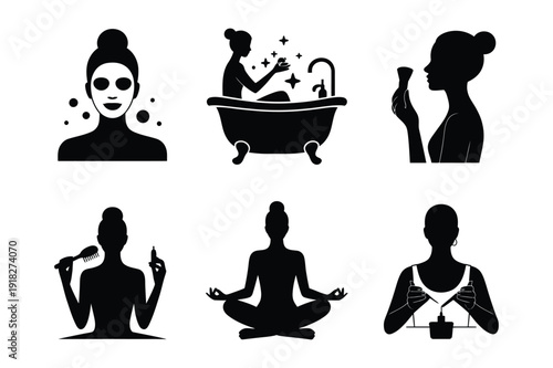 Woman's Self Care Routine: Skincare, Bath, Yoga, Makeup