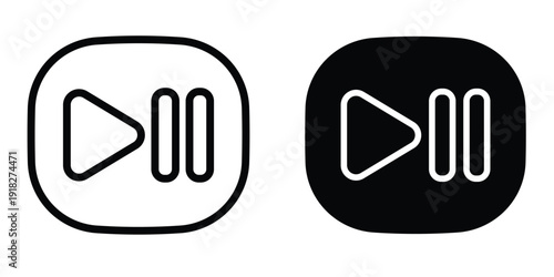 Play pause icon set different style collection for web Ui. EPS10