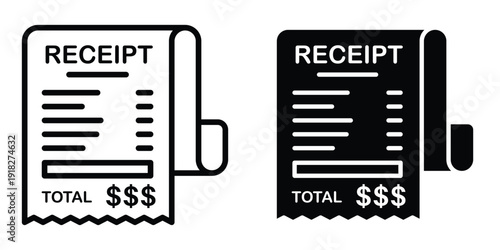Receipt icon set different style collection for web Ui. EPS10