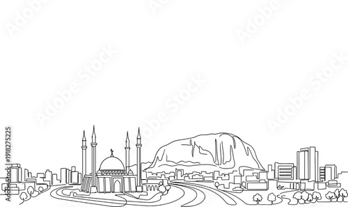 Abuja Nigeria City Skyline Monoline Vector Background